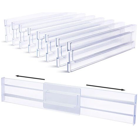 8 PCS Separateur Tiroirs Reglable en Plastique 27.5-52cm Organisateur Diviseurs de Tiroir Réglable Organisateur Rangement Tiroir Bureau Organisateur pour Tiroir de Bureau (1/5)