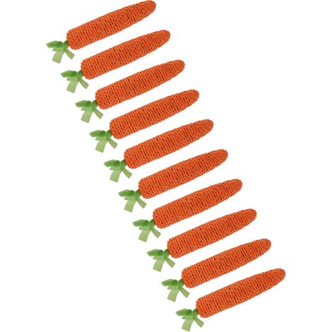 Jouet pour chat en forme de carotte, rempli d'herbe à chat, en corde de papier résistante aux morsures, pour faire ses griffes et nettoyer ses dents (10 pièces). (1/5)