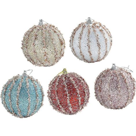 Stück Weihnachtsbaumkugeln, 8 cm Durchmesser, Weiß, Champagner, Rosa, Rot, Blau, Exquisite Schaumstoff-Aufhängung