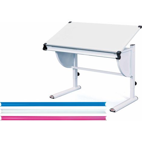 Bureau réglable avec plateau blanc - L110 x H63-93 x D60 cm -PEGANE- (1/4)