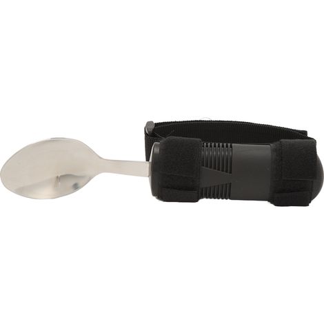 Ustensiles adaptés, poignées antidérapantes faciles à prendre en main, cuillère spéciale pour personnes handicapées avec sangle réglable pour les personnes souffrant de tremblements des mains (1/5)