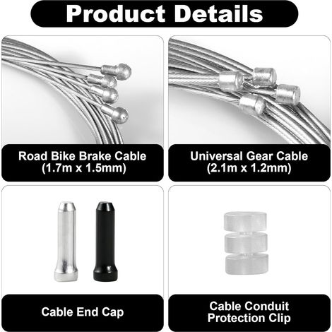 Set de Câble de Frein Vélo pour Shimano SRAM, Kit de Câbles de Dérailleur Universel, Gaine Frein, Ensemble Universel avec 16 Embouts & 8 Clips Isolants, Accessoires de Rechange pour VTT Vélo de Route (1/2)