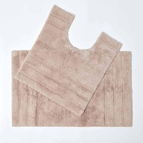 HOMESCAPES Spa Supreme Luxury Stone Bath Mat and Pedestal Set - Natural - Natural