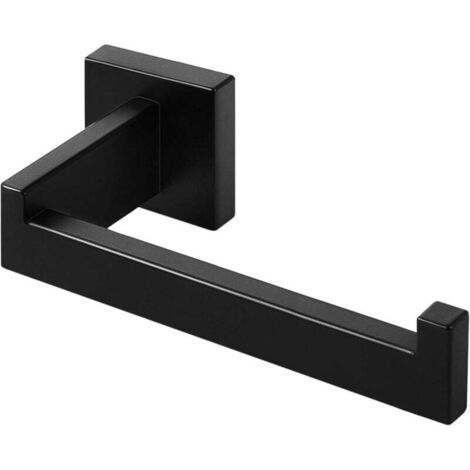 Soporte para papel higiénico negro, portarrollos de acero inoxidable para baño y cocina (cuadrado) (1/4)