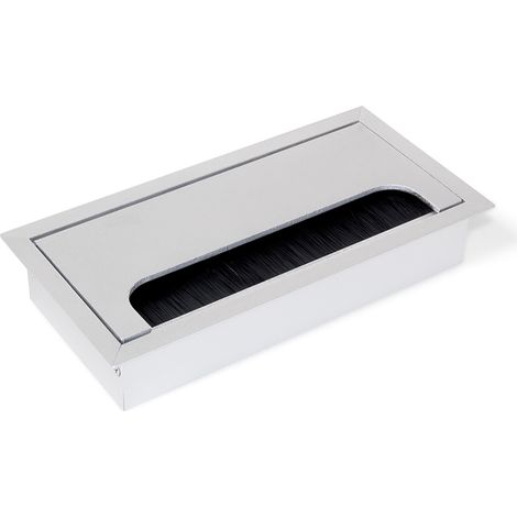 Emuca Pasacables para mesa Quadrum, rectangular, 159x80mm, para encastrar, Aluminio, Anodizado mate