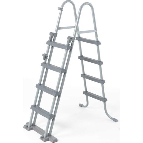 Trade Shop - Ladera De Seguridad Para Piscinas De 122 Cm Con Pasos De Plástico Marco De Metal 58331 -