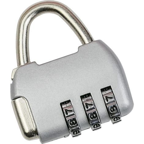 Vintage 3-stelliges Zahlenschloss, 4,3 x 3,5 x 1,2 cm, Silber (1/5)