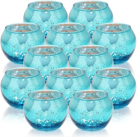 Portavelas de cristal, juego de 12 – Luz cálida de velas para un ambiente festivo en bodas y fiestas. (1/5)