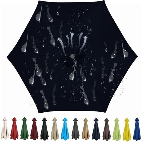 Ersatz-Sonnenschirm mit 6 Streben, Sonnensegel aus Polyestergewebe (250 cm, schwarz) (1/5)