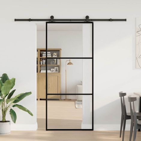 Maison Exclusive - Schiebetür mit Beschlag 90x205 cm ESG-Glas & A