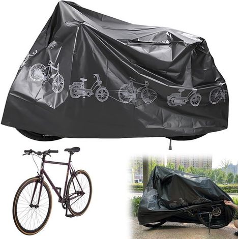 Wasserdichte Fahrradabdeckung 200 x 110 cm Grau, verstärkte Ausführung, Fahrradgaragen Schutzabdeckung (1/5)
