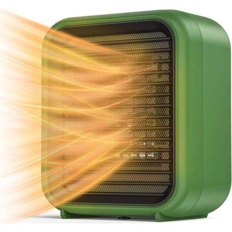 Mini Radiateur Céramique Victop 800W Radiateur electrique 2 Niveaux de Puissance mini radiateur soufflant électrique avec vent chaud protection contre la surchauffe et le renversement (Vert)