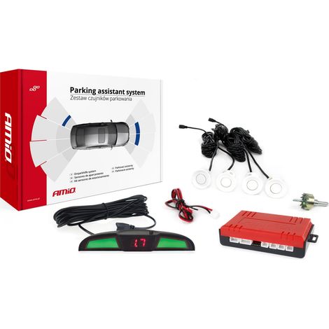 Kit de sensores de estacionamiento traseros LED COB, 4 sensores blancos, amio-02283