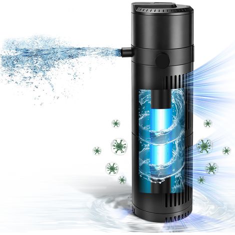 4-en-1 Filtre Interne pour Aquarium 800 L/H 150-300L avec UVC, 12W Filtre intérieur, Pompe d’aquarium Filtrante UV, Pompe à air pour Aquariums Poisson