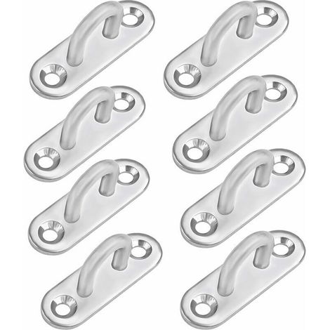 Plaque Oeillet Acier Inoxydable Oblong Crochet Métal Forme U Montage Mural et Plafond Crochet de Fixation Capacité 40 Kg pour Suspensions（M5 8 Pcs） (1/4)