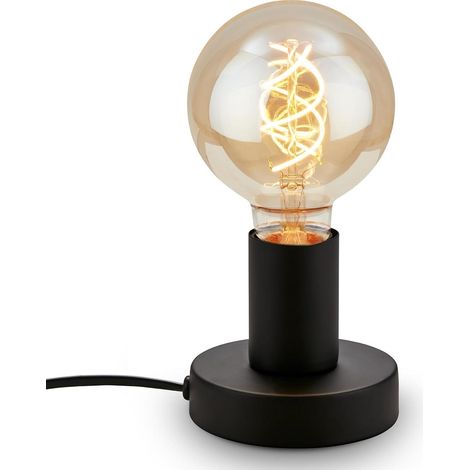 Lampe de chevet rétro avec interrupteur à câble douille e27 noir (1/4)