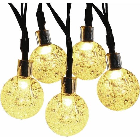 Guirlande Lumineuse Solaire - Boule Cristal 30 Led 6,4 M - Extérieur Jardin Terrasse - 8 Modes - 1 Pièce (1/5)