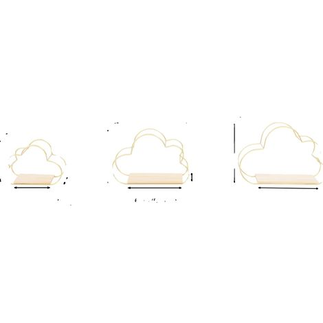Étagère Murale, Design en Forme de Nuage, Matériaux Solides, Or (1/2)
