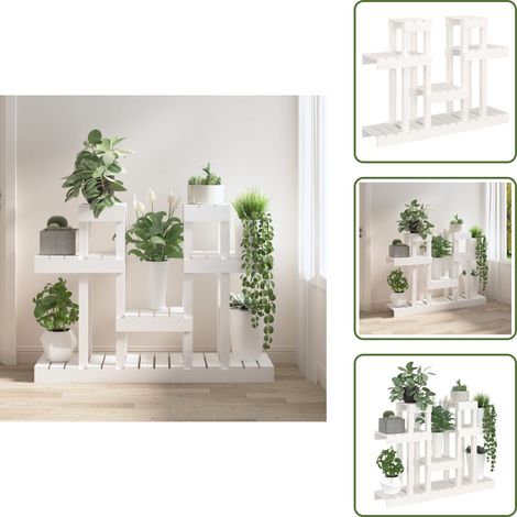 The Living Store Support à plantes Blanc 104,5x25x77,5 cm Bois massif de pin - Support en bois (1/5)