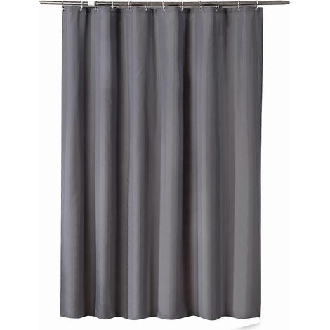 Rideau de douche gris foncé, 80 cm de large x 180 cm de long, doublure imperméable, avec anneaux en plastique (1/5)