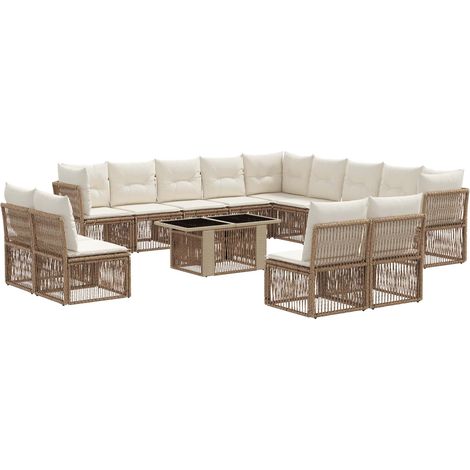 Set Divano da Giardino 14 pz Grigio polyrattan vidaXL (1/5)