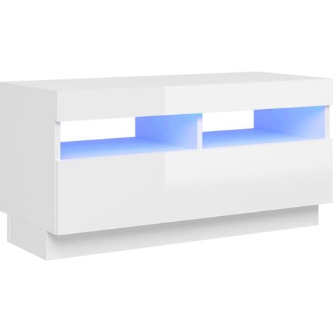 Mobile TV multimediale scaffale per televisione televisione buffet sala da pranzo soggiorno camera da letto con luci LED luminose 80 x 35 x 40 cm bianco 020026659