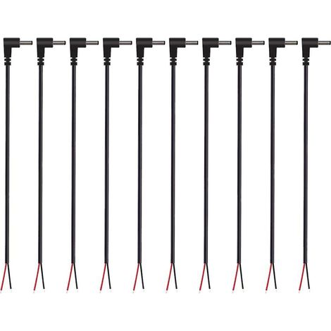 Lot de 10 connecteurs mâles CC coudés à 90° (3,5 mm x 1,35 mm) pour fils nus. (1/5)