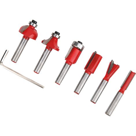 6 Stück Fräser YG8 Hartmetall-Hartmetall-Graviermaschinen-Trimmer 1/4" Schaft-Fräser 6 Stück Rot (1/5)