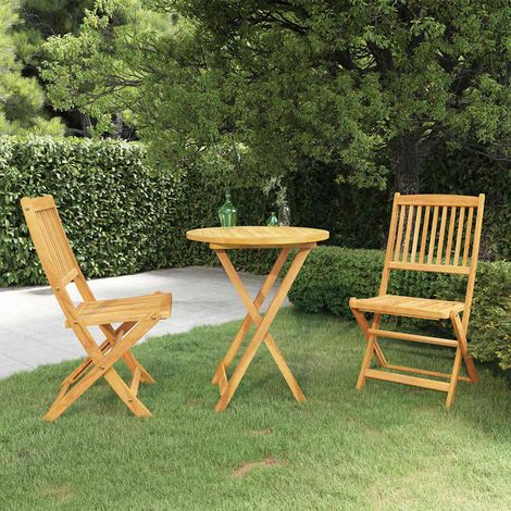 vidaXL Comedor de jardín plegable 3 piezas madera maciza de acacia (1/5)