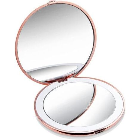 Miroir Lumineux De Poche, Grossissant 1x / 10x – Led Miroir À Main De Maquillage Avec Éclairage Naturel, 10cm De Diamètre, Compact Et Portable Pour Voyage ( Rose) (1/4)