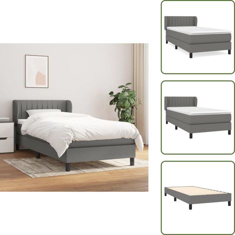 Boxspringbett mit Matratze Dunkelgrau 90x200 cm Stoff - Boxspringbett - Doppelbett - Bettenrahmen - Lattenrost - Matratze (1/5)