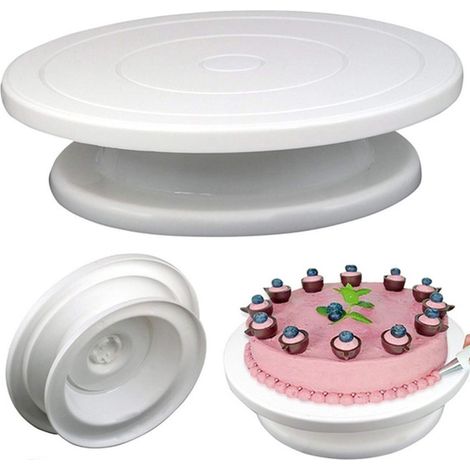 Présentoir à gâteaux rotatif, présentoir à gâteaux en plastique pour gâteaux en pâte à sucre, tourne-gâteau pour la pâtisserie, la décoration de gâteaux et la confection de pâtisseries. (1/5)