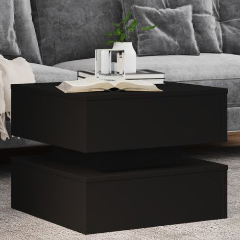 vidaXL Tavolino da Salotto con Luci LED Nero 50x50x40 cm