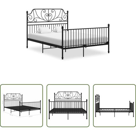 Schlafzimmer - Bettgestell Schwarz Metall 140x200 cm (1/5)