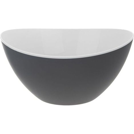 Bol de cuisine en plastique - ORION - 3,5 l - 26x25x12,5 cm - Gris mat extérieur - Blanc brillant intérieur (1/4)