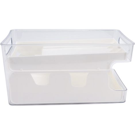 Organisateur de canettes double niveau pour réfrigérateur – Boîte de rangement – Blanc (1/5)