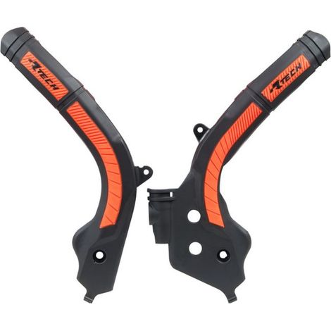 Protectores de chasis KTM Super Grip Racetech SX/EXC, color negro y naranja.