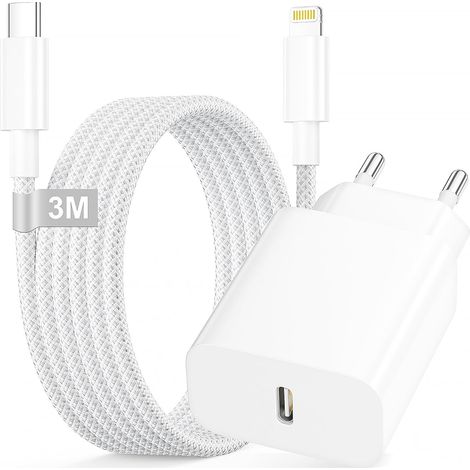 Chargeur Rapide iPhone, Chargeur iPhone avec Câble Lightning 3M (1/5)