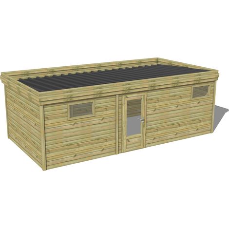 ABRI DE JARDIN bois traité 27mm, 7,4x3,4m, 25m2