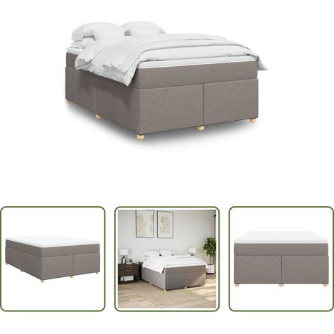 Matratze - Boxspringbett mit Matratze Taupe 140x200 cm Stoff (1/5)