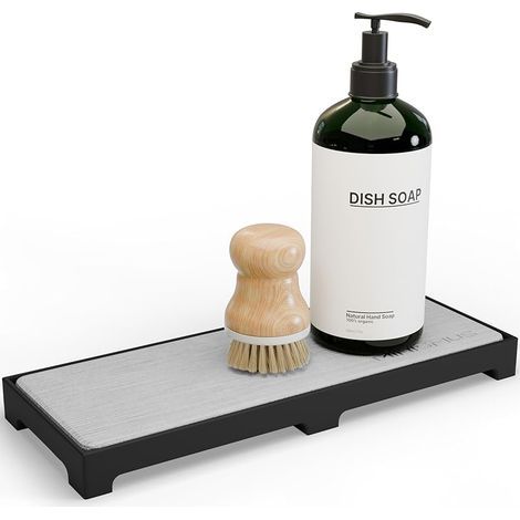 Diatomées Porte Eponge Evier Cuisine - Porte Eponge Evier à Séchage Rapide - Support Eponge Evier Cuisine - Porte Savon de Salle de Bain - Porte Brosse à Dents - Sink Caddy