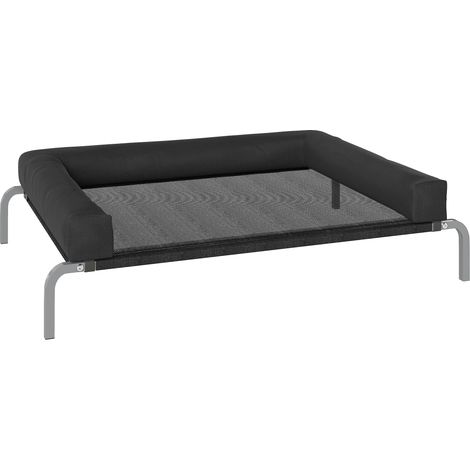 Lit surélevé rafraîchissant pour chien, lit de camping portable pour chien, utilisable à l'intérieur et à l'extérieur, 110 x 75 x 30 cm, noir (1/5)