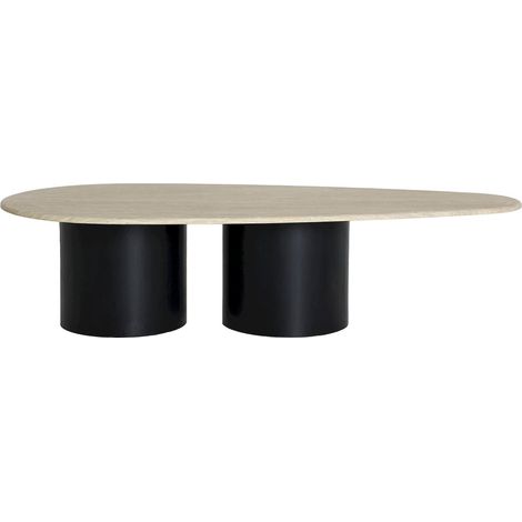 Table basse contemporaine élégante bois noir et marbre beige - Noir profond et beige marbré (1/5)
