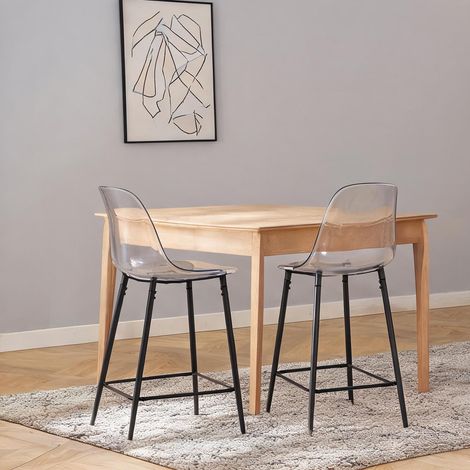 Barhocker Set 2er Pack transparent mit schwarzem Metallgestell (1/5)