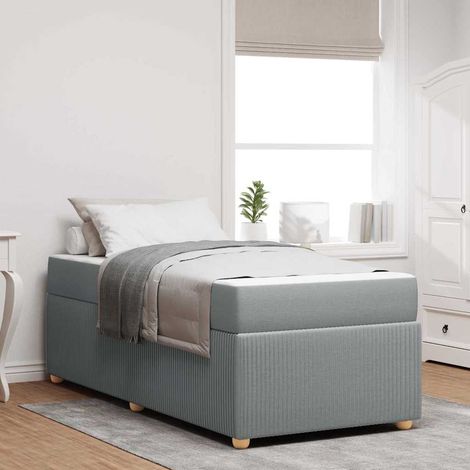 Cadre de lit avec matelas-Structure de lit avec matelas Gris clair 90 x 190 cm tissu 682275 (1/5)