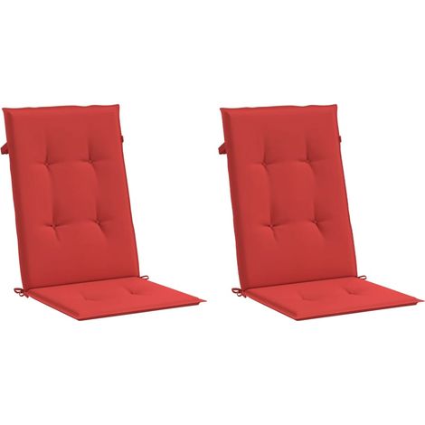Coussins de chaise de jardin dossier haut lot de 2 rouge tissu vidaXL (1/5)