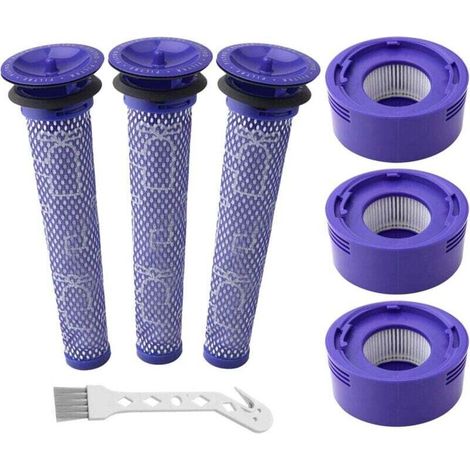 Kit de remplacement de filtre à vide de 6 paquets pour aspirateur sans fil Dyson V7, V8 Animal et V8 Absolute, 3 filtres postérieurs, 3 pré-filtres, remplace les pièces n° 965661-01 et 967478-01 (1/4)