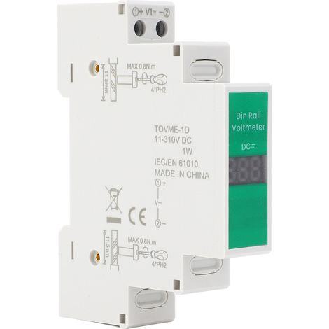 Gleichstrom-Voltmeter, Schaltausgang mit digitaler LED-Anzeige, DIN-Schienen-Voltmeter, 11V-310V elektrisches Messgerät mit digitaler Anzeige, Bantom. (1/5)