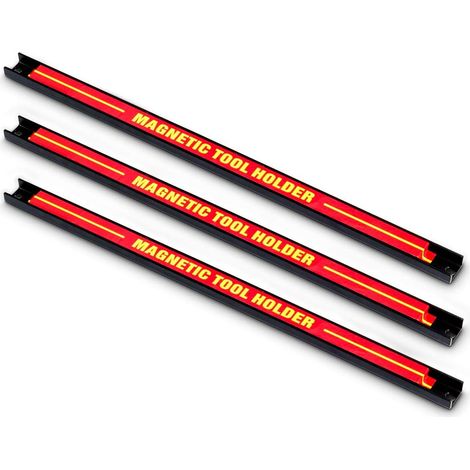 Goplus – Barre aimantée pour outils – Set de 3 barres 46 x 2,3 cm – Acier avec forte force magnétique – Rangement mural efficace (1/5)