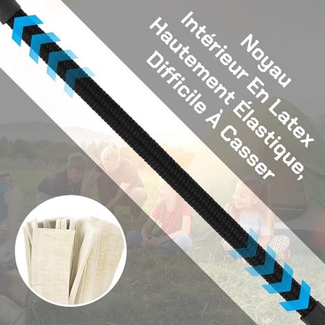 Tendeur Elastique avec Mousqueton, Ronds 6 MM Corde Longueurs 30, 40, 60 et 80 CM Tendeurs en Caoutchouc Nior pour Camping Barres de Toit, Bâches, Vélos (1/3)